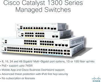 Cisco Catalyst 1300-16P-4X Managed Switch, 16 Port GE, PoE, 4x10GE SFP+, Limited Lifetime Protection (C1300-16P-4X)