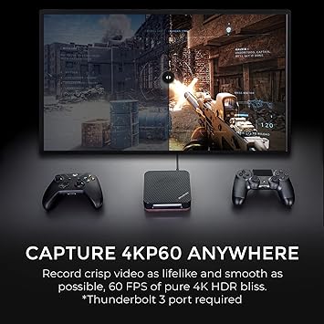 AVerMedia Live Gamer Bolt: Thunderbolt 3 External Capture Card, Stream and Record in 4K60 HDR10, Support Win 11 and MacOS 10.15, Not for Apple M1 CPU, Perfect for PS4 Pro, PS5, Xbox Series X/S (GC555)