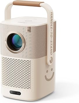 [Sound by J & Built-in Battery] Yaber T2 Outdoor Projector with WiFi 6 and Bluetooth, Native 1080P Smart Portable Projector for Inside Outside, Compatible with TV Dongle(Not Included)(Smile Face)