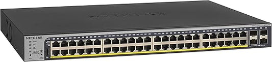 NETGEAR 52-Port Gigabit Ethernet Smart Managed Pro PoE Switch (GS752TP) - with 48 x PoE+ @ 380W, 4 x 1G SFP, Desktop/Rackmount, and ProSAFE Lifetime Protection