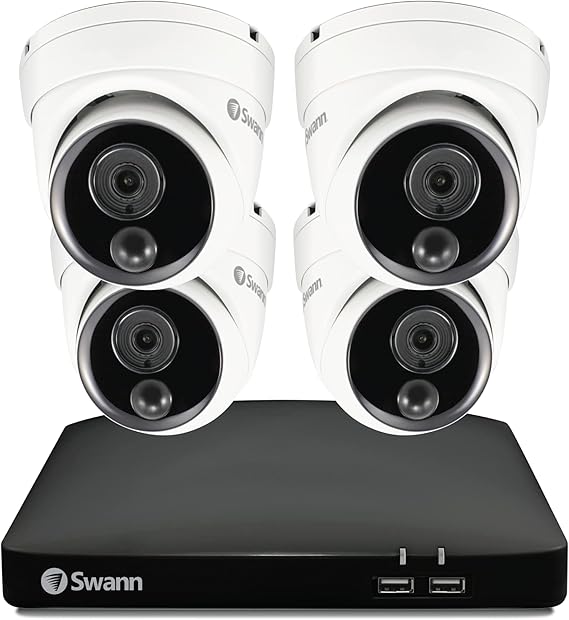 Swann Home DVR Security Camera System with 64GB HDD, 4 Channel 4 Camera, 1080p Full HD Video, Indoor or Outdoor Wired Surveillance CCTV, Heat Motion Detection, 4685
