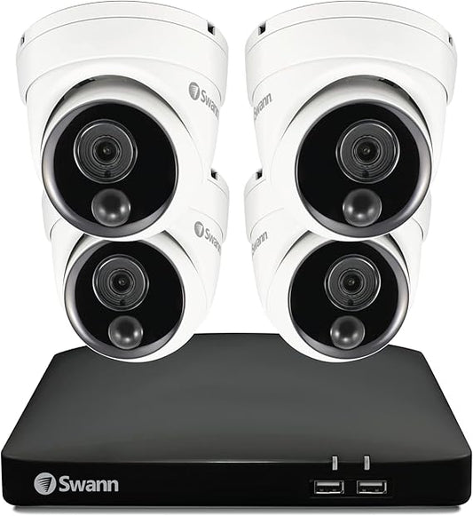 Swann Home DVR Security Camera System with 64GB HDD, 4 Channel 4 Camera, 1080p Full HD Video, Indoor or Outdoor Wired Surveillance CCTV, Heat Motion Detection, 4685