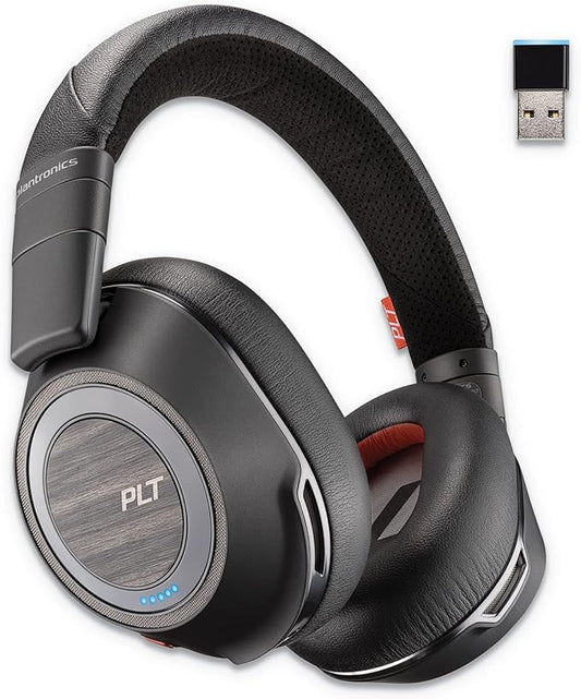 Plantronics - Voyager 8200 UC (Poly) - Bluetooth Dual-Ear (Stereo) Headset - USB-A Compatible to Connect to Your PC and Mac - Works with Teams, Zoom & More - Dual-Mode Active Noise Canceling