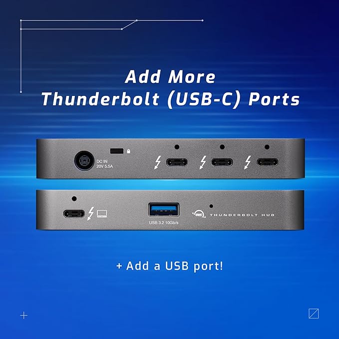 OWC 5 Port Thunderbolt Hub - 60W Charging, Thunderbolt 4, USB 3.2, Compatible with Macs and PCs