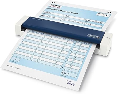 Visioneer Xerox Duplex Travel Scanner, White with Navy Blue