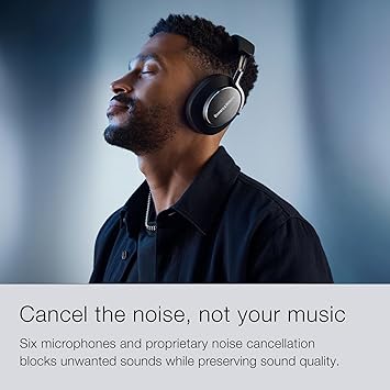 Bowers & Wilkins Px8 Over-Ear Wireless Headphones, Advanced Active Noise Cancellation, B&W Android/iOS Music App Compatible, Premium Design, 7-Hour Playback on 15-Min Quick Charge, Black (FP42951)