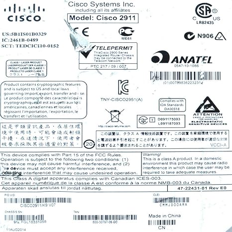 Cisco CISCO2911/K9 2911 2900 Series Integrated Services Router