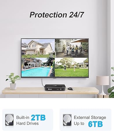 Swann 12MP Home Security Cameras with 8580 2TB HDD Recorder, NVR Security Camera System, 8 Channel 4 Cam, Wired Surveillance Security Camera Outdoor Indoor, PoE Cat5e, Color Night Vision, 2-Way Audio