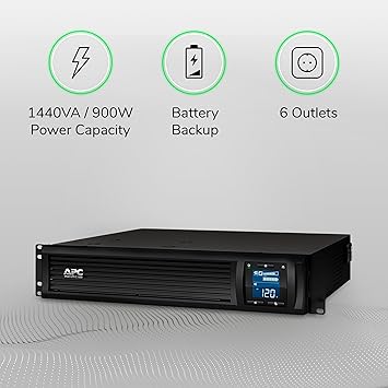 APC UPS 1500VA Smart-UPS with SmartConnect, Pure Sinewave UPS Battery Backup, Line Interactive, 120V Uninterruptible Power Supply, Rackmount UPS (SMC1500-2UC)