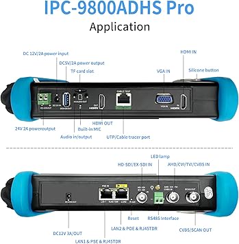 Rsrteng IPC-9800ADHS Plus CCTV Camera Tester 7-inch IPS Touch Screen Monitor CCTV Tester with HDTVI/HDCVI / AHD/SDI / IP Camera Support POE WiFi 4K H.265 HDMI 8GB TF Card