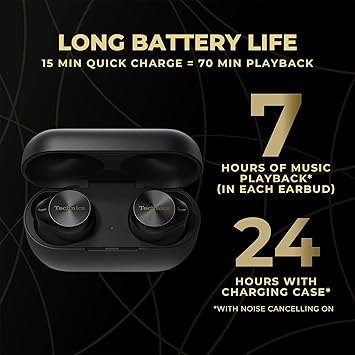 Technics Premium Hi-Fi True Wireless Bluetooth Earbuds with Advanced Noise Cancelling, 3 Device Multipoint Connectivity, Wireless Charging, Hi-Res Audio + Enhanced Calling - EAH-AZ80-K (Black)