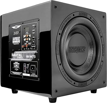 Earthquake Sound MiniMe DSP P-12 12-inch Powered Subwoofer with DSP Control and SLAPS Passive Radiator Technology, Black