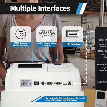 Electronic Cash Register,48 Key POS System Cash Register with Cash Box,LED Display and Thermal Printer,Commercial Restaurant Cash Register for Small Businesses,Retailer,Supermarket,Grocery
