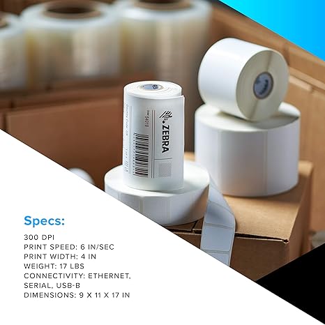 ZEBRA ZT230 Thermal Transfer Industrial Printer 300 dpi Print Width 4 in Serial USB Ethernet ZT23043-T01200FZ