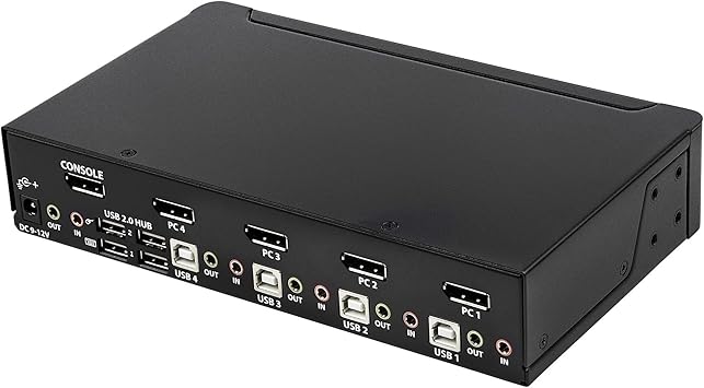 StarTech.com 4 Port DisplayPort KVM Switch - 4K 60Hz - Single Display - Dual Port UHD DP 1.2 USB KVM Switch with Integrated USB 2.0 Hub & Audio - Dell, HP, Apple, Lenovo - TAA Compliant (SV431DPUA2)