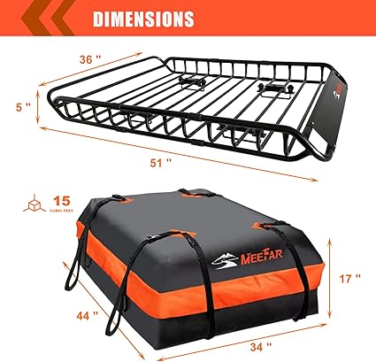 MeeFar Roof Rack Carrier Basket Universal Rooftop 51