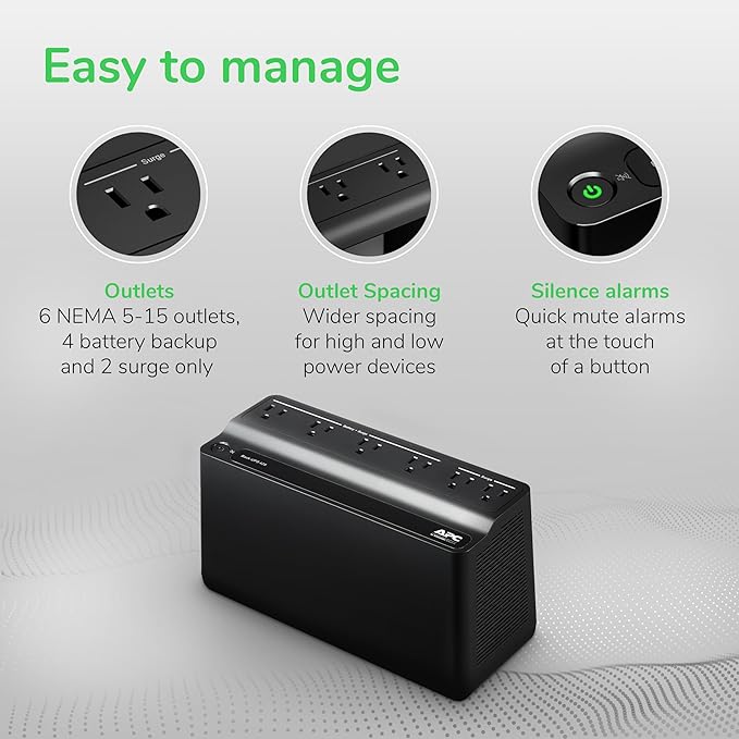 Schneider Electric APC UPS 425VA UPS Battery Backup & Surge Protector, APC UPS BackUPS (BE425M)