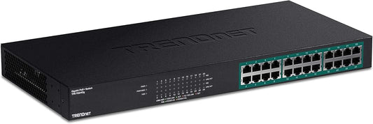 TRENDnet 24-Port Gigabit PoE+ Switch, 24 x Gigabit PoE+ Ports, 370W Power Budget, 48Gbps Switch Capacity, RackMount Kit Included, Ethernet Network Switch, Metal, Lifetime Protection, Black, TPE-TG240G