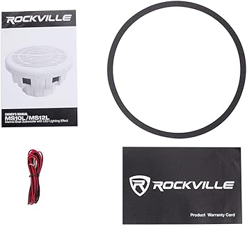 Rockville MS10LW 10" 2400w White Marine/Boat 10" LED Subwoofer+Mono Amp+Wire Kit