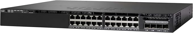 Cisco Catalyst 3650-24TD-L Network Switch, 24 Gigabit Ethernet (GbE) Ports, 2 10G and 2 1G Uplinks, 250WAC Power Supply, 1 RU, Enhanced Limited (WS-C3650-24TD-L)