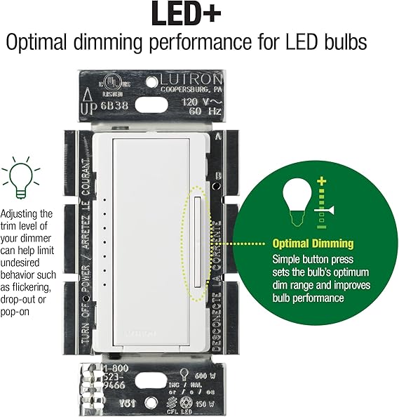 Lutron Maestro C.L Dimmer Switch for Dimmable LED, Halogen & Incandescent Bulbs, Single-Pole or Multi-Location, MACL-153M-BL, Black