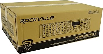Rockville Home Matrix 4 4-Zone 8-Channel 600W Multi-Room/Source Receiver Amplifier, Bluetooth, USB, Optical, FM Radio, Includes Remote - Perfect for Home Audio, Restaurants, Offices, Schools