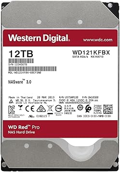 Western Digital 12TB WD Red Pro NAS Internal Hard Drive HDD - 7200 RPM, SATA 6 Gb/s, CMR, 256 MB Cache, 3.5" - WD121KFBX