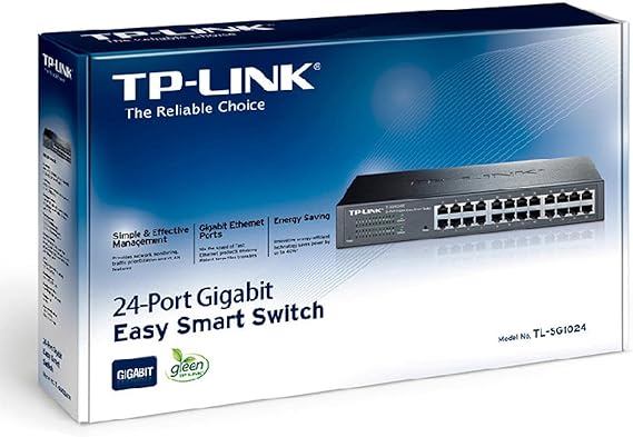TP-Link 24 Port Gigabit Ethernet Switch Plug and Play Sturdy Metal w/Shielded Ports Rackmount Fanless Limited Lifetime Protection Unmanaged (TL-SG1024)