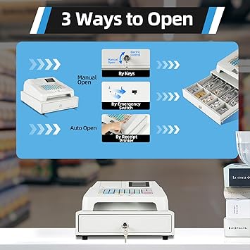 Electronic Cash Register,48 Key POS System Cash Register with Cash Box,LED Display and Thermal Printer,Commercial Restaurant Cash Register for Small Businesses,Retailer,Supermarket,Grocery