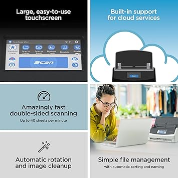 ScanSnap iX1600 Receipt Edition Color Duplex Invoice Document Scanner for Mac and PC Works with QuickBooks Online, Black
