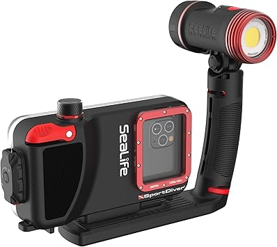 SeaLife Underwater Smartphone Scuba Case & Sea Dragon 2500 Lumen Light, Waterproof Photography, Access Camera Controls, Leak Alarms, Fits Most Phones
