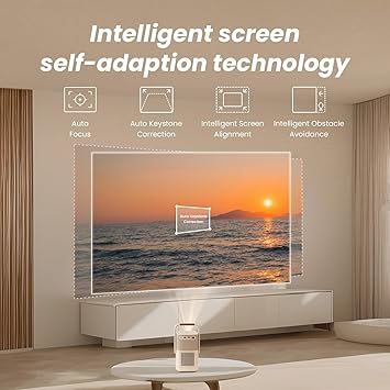 [Sound by J & Built-in Battery] Yaber T2 Outdoor Projector with WiFi 6 and Bluetooth, Native 1080P Smart Portable Projector for Inside Outside, Compatible with TV Dongle(Not Included)(Smile Face)