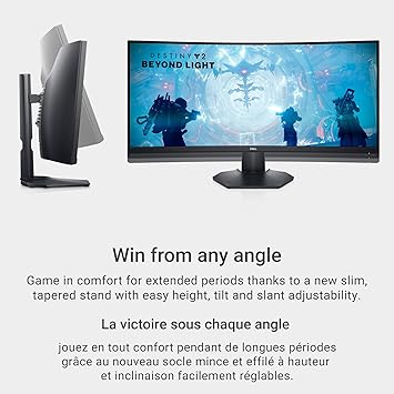 Dell Curved Gaming, 34 Inch Curved Monitor with 144Hz Refresh Rate, WQHD (3440 x 1440) Display, Black - S3422DWG