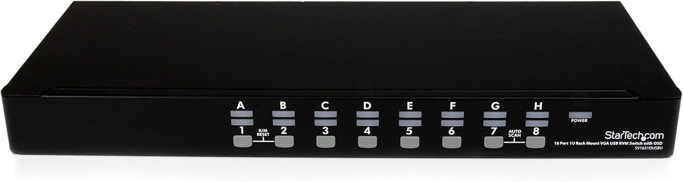 StarTech.com 16 Port 1U RackMount USB KVM Switch Kit with OSD and Cables - KVM Switch - 16 x KVM Port(s) - 1 Local User - Desktop - SV1631DUSBUK