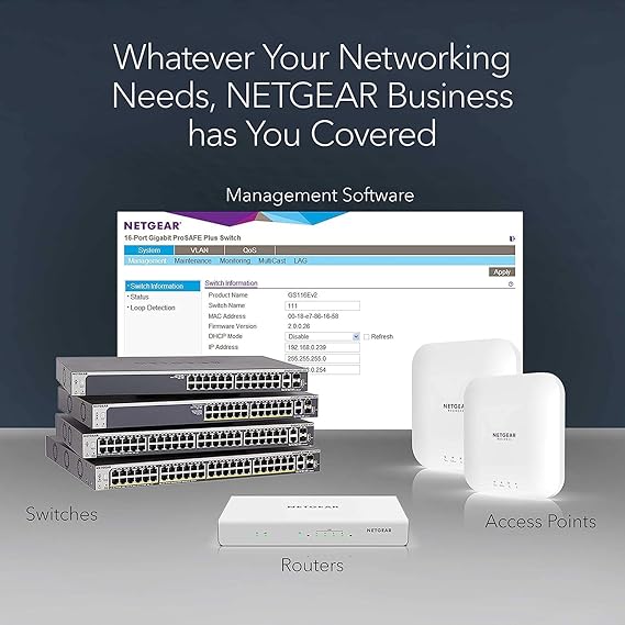 NETGEAR 24-Port Gigabit Ethernet Smart Managed Pro Switch (GS724Tv4) - with 2 x 1G SFP, Desktop/Rackmount, and ProSAFE Lifetime Protection