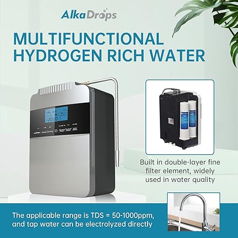 Water Purifier Machine Water Ionizer ORP+500 to -800 PH 2.5-11.2 Alkaline Acid Water Best Home Alkaline Water Filtration System/Instant heating58-136.4 °F/12,000 Liters Per Filter / 7 Water Settings