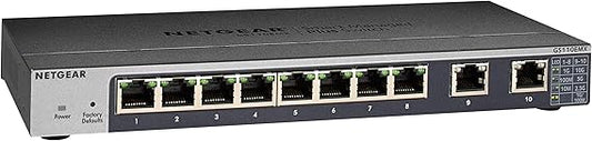 NETGEAR 10-Port Gigabit/10G Ethernet Smart Managed Plus Switch (GS110EMX) - with 2 x 10G/Multi-gig, Desktop/Rackmount, and ProSAFE Lifetime Protection