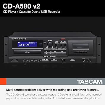 Tascam CD-A580 Cassette/CD/USB MP3 Player Recorder Combo, Black