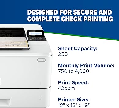 TROY 4001DN MICR Printer, Check Printing, 250 Sheet Capacity, 1 Locking Tray, 3 Trays Maximum, Up to 42ppm