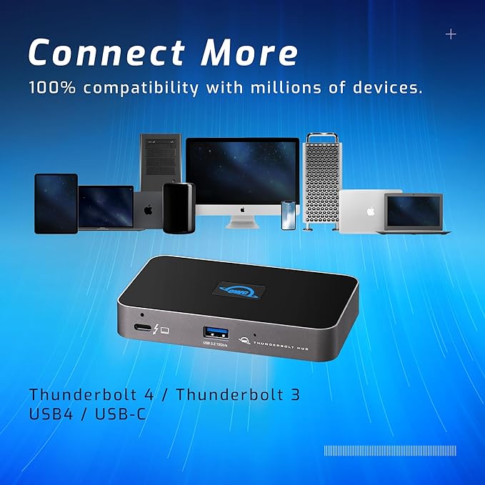 OWC 5 Port Thunderbolt Hub - 60W Charging, Thunderbolt 4, USB 3.2, Compatible with Macs and PCs