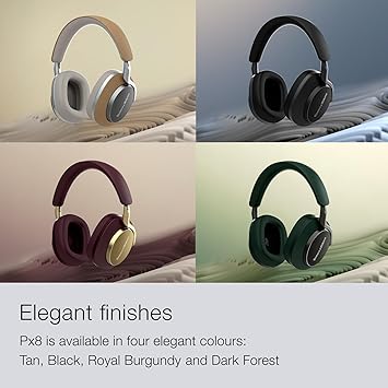 Bowers & Wilkins Px8 Over-Ear Wireless Headphones, Advanced Active Noise Cancellation, B&W Android/iOS Music App Compatible, Premium Design, 7-Hour Playback on 15-Min Quick Charge, Black (FP42951)