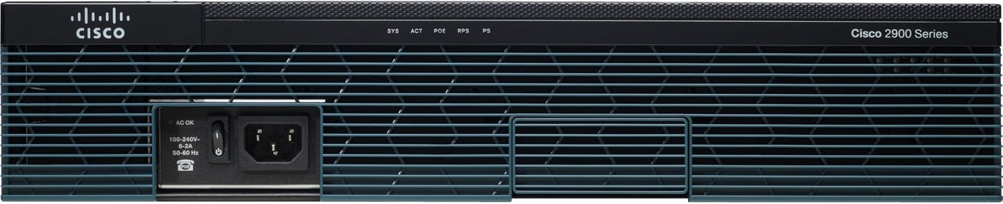 Cisco - Cisco 2911 4 EHWIC Wi-Fi, Ethernet Router Black 2.4 GHz, 5 GHz Dual Band WPS Home, Business