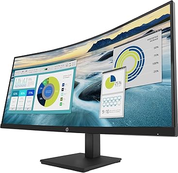 HP P34HC G4 34" WQHD Curved Screen Edge LED LCD Monitor - Vertical Alignment - 3440 x 1440-250 Nit - 100 Hz RR - HDMI - Display Port - Black