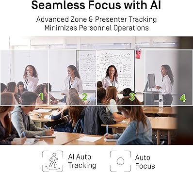 IPEVO VC-Z4K UHD 4K PTZ Camera: 1/2.8" HD CMOS, 12X Optical Zoom, AI AutoTracking, HDMI/USB-C, LAN, PoE. Ideal for Education, Video Conferencing, Church, Live Streaming on YouTube, OBS, Zoom - Black