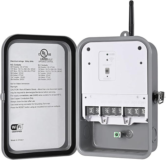 DEWENWILS Outdoor Smart Wi-Fi Outlet Box, Heavy Duty 40A 120VAC 2HP Wireless Controller Timer Switch for Pool Water Heater SPA, Compatible with Smart Phone, Alexa, UL Listed