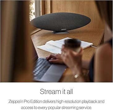 Bowers & Wilkins Zeppelin Pro Edition Wireless Speaker, Iconic Design, 5 Drivers Including Subwoofer, Wireless Streaming via Bluetooth, AirPlay 2 & Spotify Connect, Multiroom Support, Space Grey