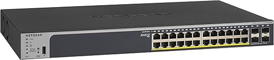 NETGEAR 28-Port Gigabit Ethernet Smart Managed Pro PoE Switch (GS728TPP) - with 24 x PoE+ @ 380W, 4 x 1G SFP, Desktop/Rackmount, and ProSAFE Lifetime Protection