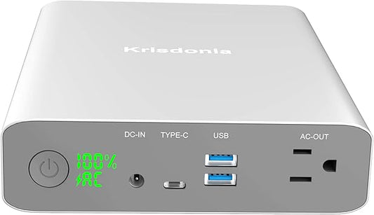 AC Power Bank, Krisdonia 222Wh/60000mAh 130W AC Outlet Portable Laptop Charger, Power Supply Battery Backup for MacBook, Laptop and More
