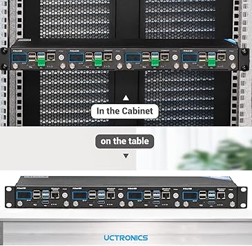 UCTRONICS Pi Rack Pro for Raspberry Pi 4B, 19" 1U Rack Mount, Support for 4 2.5" SSDs, Secure Shutdown, 0.96" Color Display