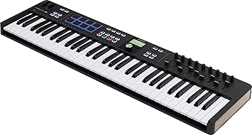 Arturia - KeyLab Essential 61 mk3 - MIDI Controller Keyboard for Music Production, with All-in-One Software Package - 61 Keys, 9 Encoders, 9 Faders, 1 Modulation Wheel, 1 Pitch Bend Wheel, 8 Pads